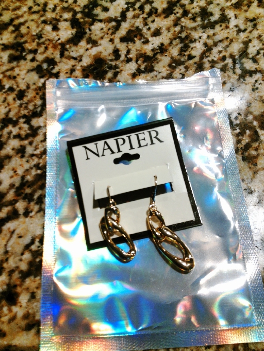 Napier Gold Linked Oval Drop Earrings - Women Accessories
